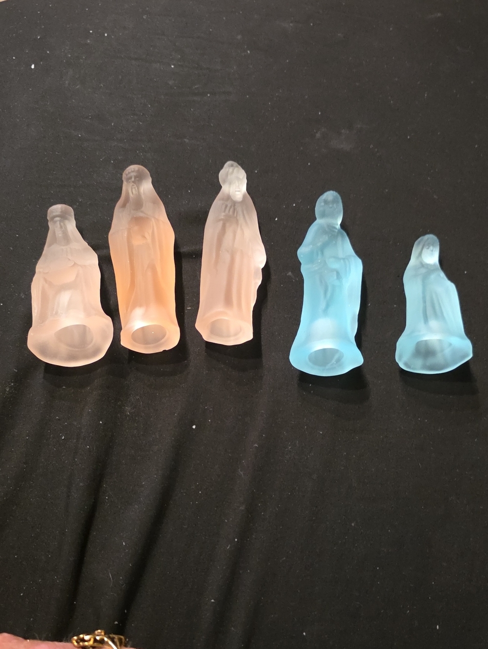 Frosted Glass Nativity Figurines - Peach & Aqua
